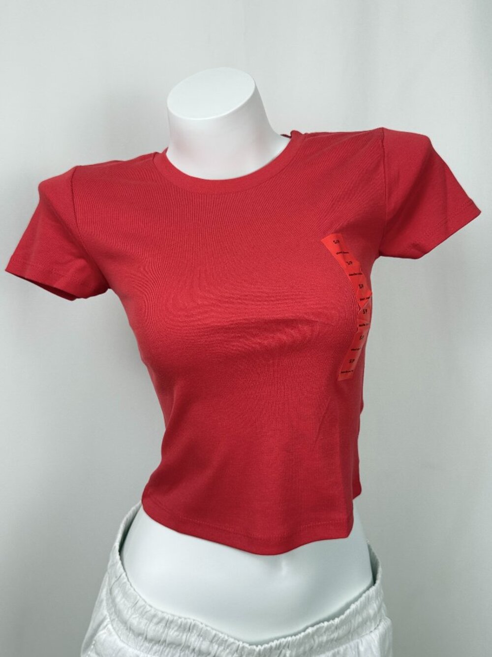 🔥4 for $20🔥 No Boundaries Women S Baby Tee Fitted Short Sleeve T-Shirt Red